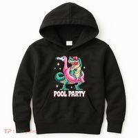 Pool Party Dinosaur Flamingo Float Funny T Rex Summer Kids Hoodie thumb 0