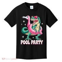 Pool Party Dinosaur Flamingo Float Funny T Rex Summer Kids T-Shirt thumb 0