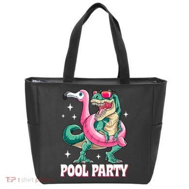 Pool Party Dinosaur Flamingo Float Funny T Rex Summer Tote Bag