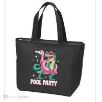 Pool Party Dinosaur Flamingo Float Funny T Rex Summer Tote Bag thumb 3