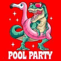 Pool Party Dinosaur Flamingo Float Funny T Rex Summer Santa Hat thumb 1
