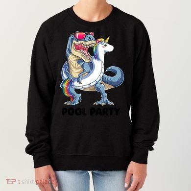 Pool Party Dinosaur Unicorn Funny T Rex Float Rainbow Cute Tank Top Women's Sweatshirt