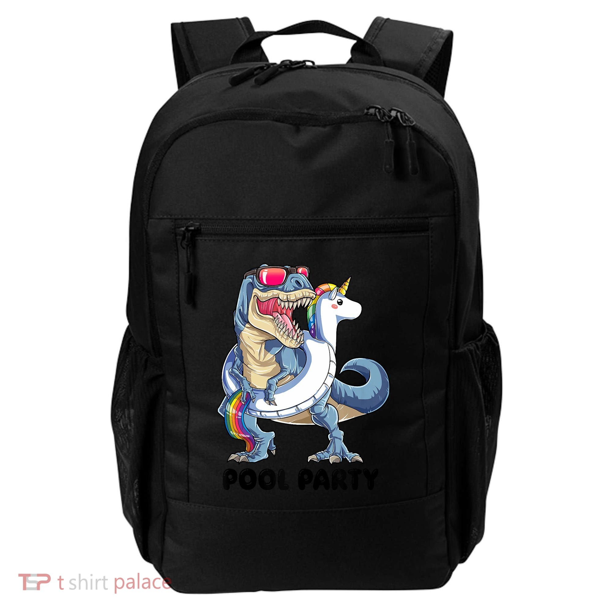 Pool Party Dinosaur Unicorn Funny T Rex Float Rainbow Cute Tank Top Backpack