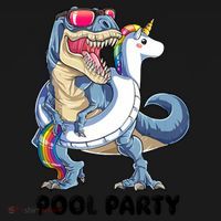 Pool Party Dinosaur Unicorn Funny T Rex Float Rainbow Cute Tank Top Coaster thumb 2