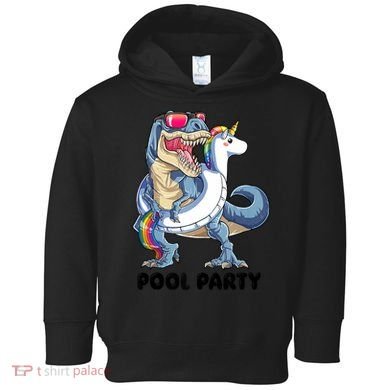 Pool Party Dinosaur Unicorn Funny T Rex Float Rainbow Cute Tank Top Toddler Hoodie
