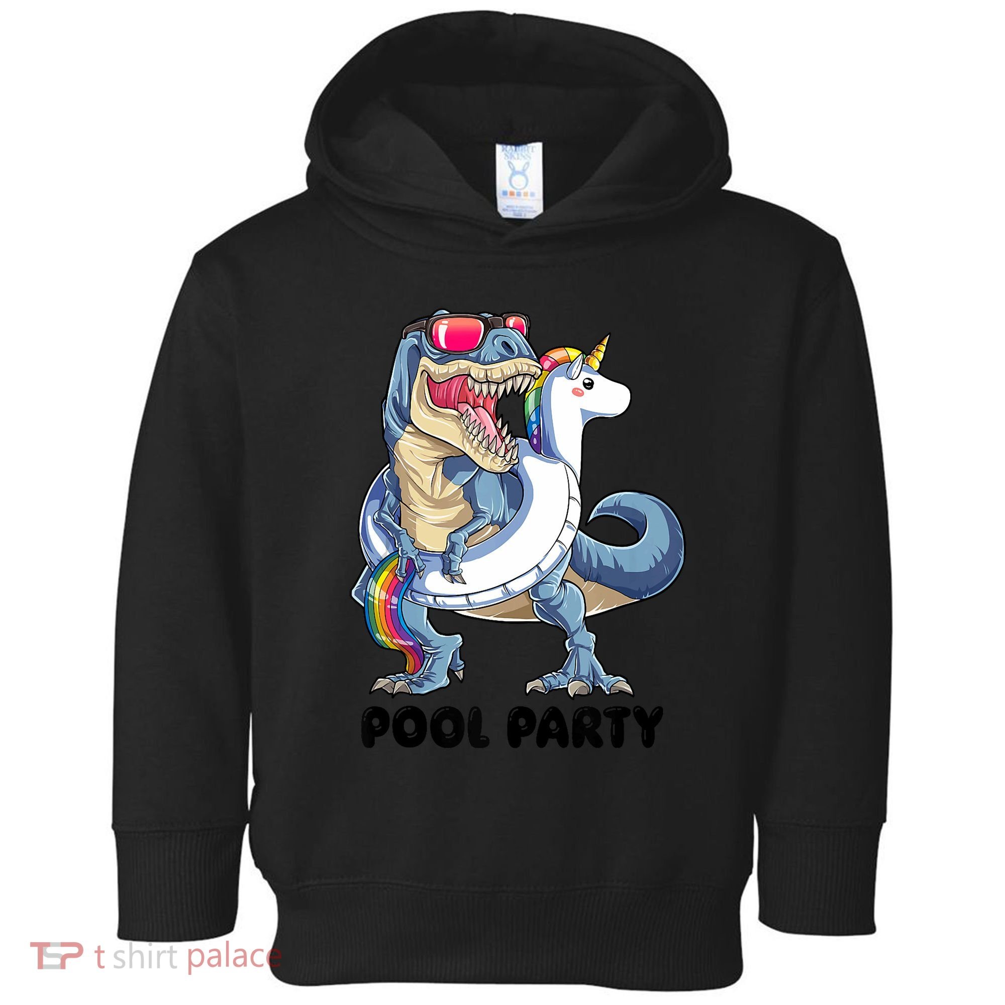 Pool Party Dinosaur Unicorn Funny T Rex Float Rainbow Cute Tank Top Toddler Hoodie