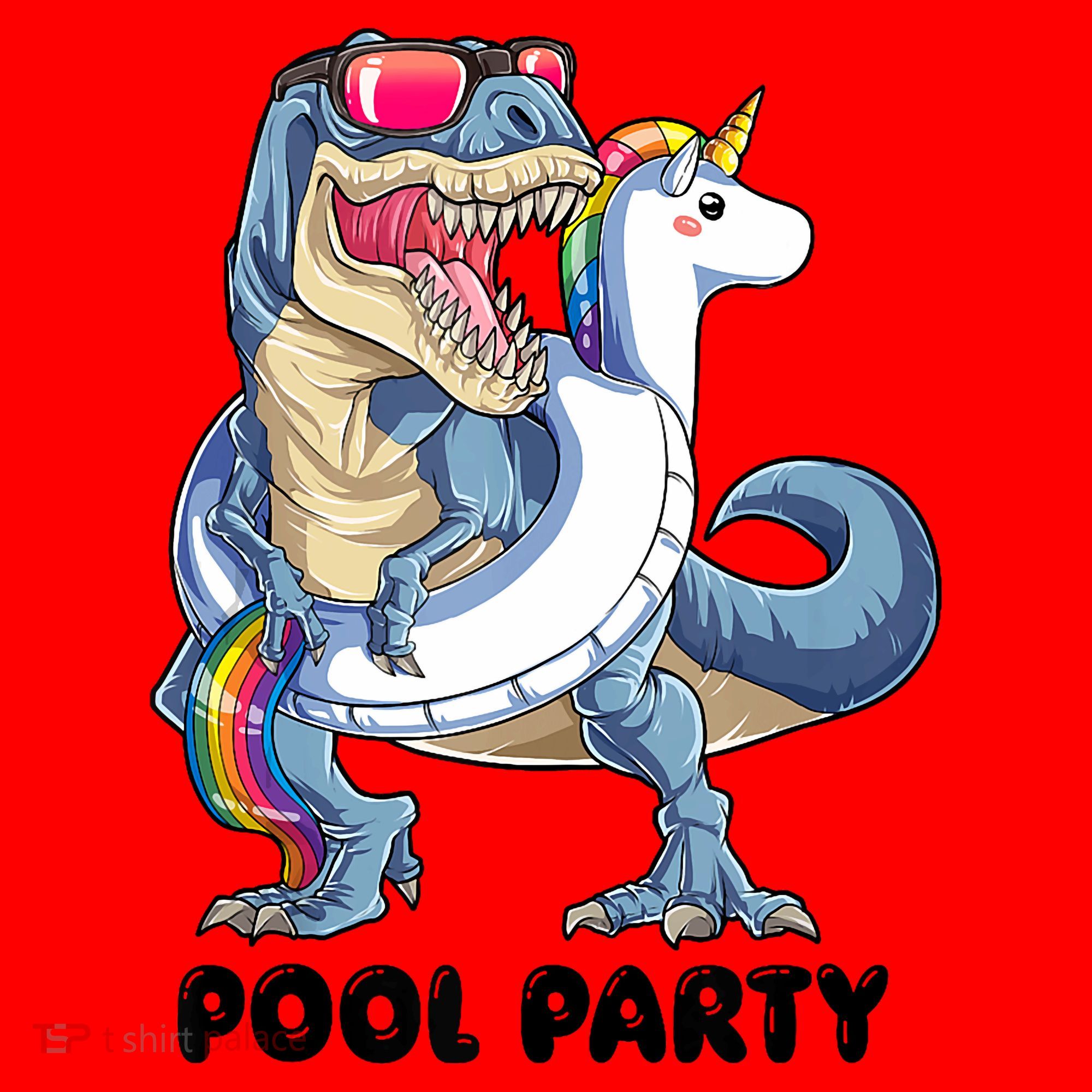 Pool Party Dinosaur Unicorn Funny T Rex Float Rainbow Cute Tank Top Santa Hat