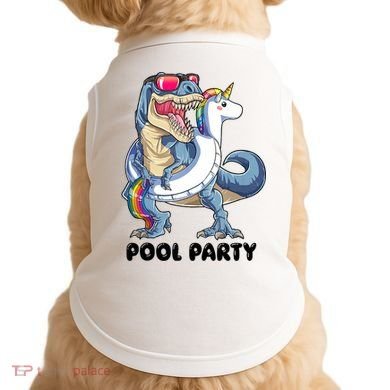 Pool Party Dinosaur Unicorn Funny T Rex Float Rainbow Cute Tank Top Doggie Tank