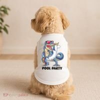 Pool Party Dinosaur Unicorn Funny T Rex Float Rainbow Cute Tank Top Doggie Tank thumb 2