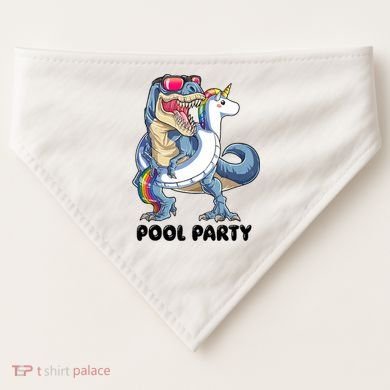 Pool Party Dinosaur Unicorn Funny T Rex Float Rainbow Cute Tank Top USA-Made Doggie Bandana