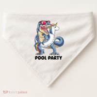 Pool Party Dinosaur Unicorn Funny T Rex Float Rainbow Cute Tank Top USA-Made Doggie Bandana thumb 0