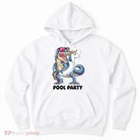 Pool Party Dinosaur Unicorn Funny T Rex Float Rainbow Cute Tank Top Hoodie thumb 0