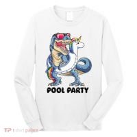 Pool Party Dinosaur Unicorn Funny T Rex Float Rainbow Cute Tank Top Long Sleeve Shirt thumb 0
