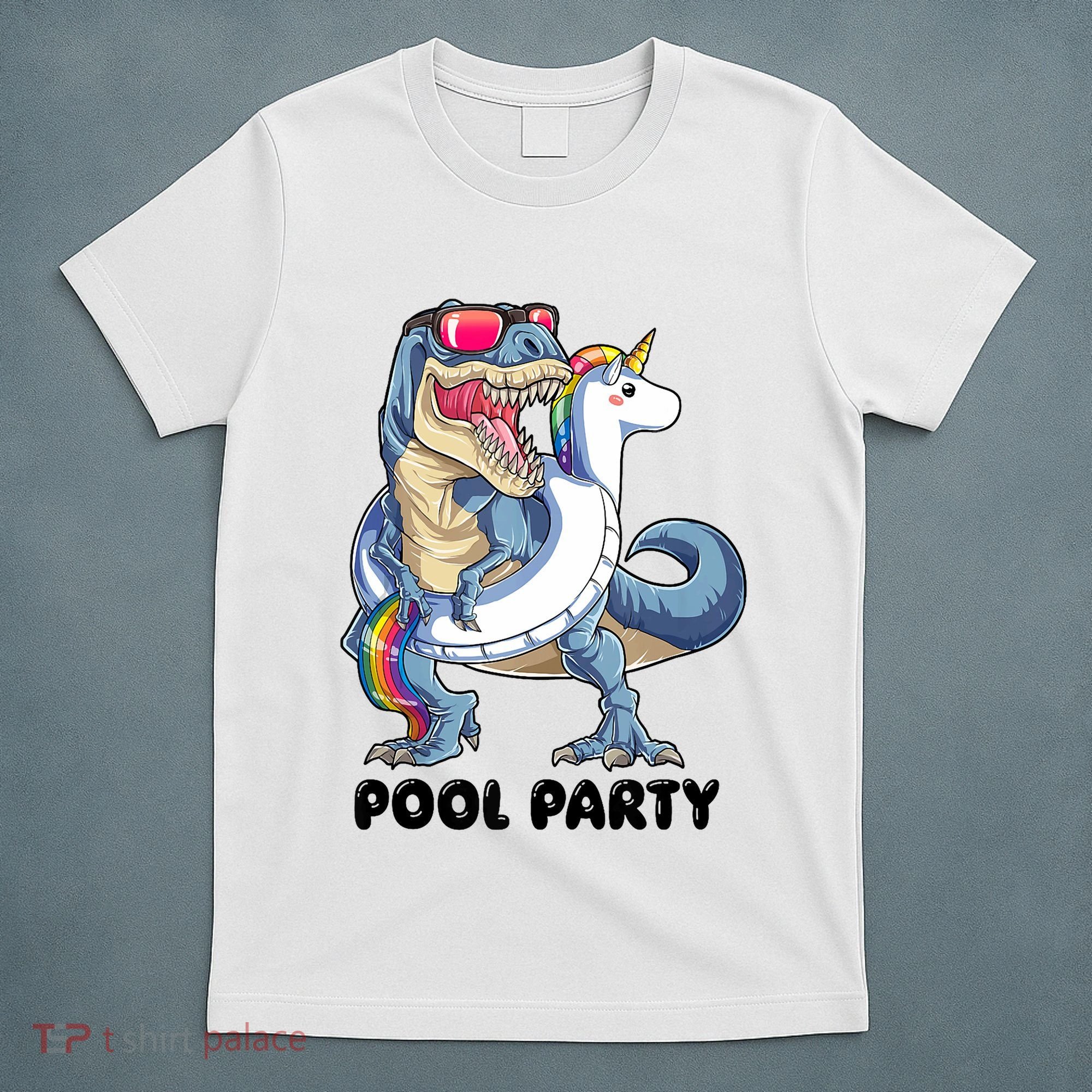 Pool Party Dinosaur Unicorn Funny T Rex Float Rainbow Cute Tank Top T-Shirt
