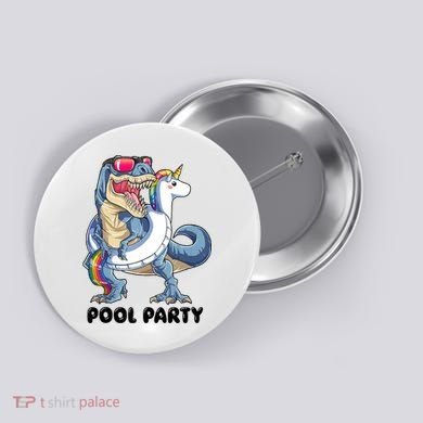 Pool Party Dinosaur Unicorn Funny T Rex Float Rainbow Cute Tank Top Button