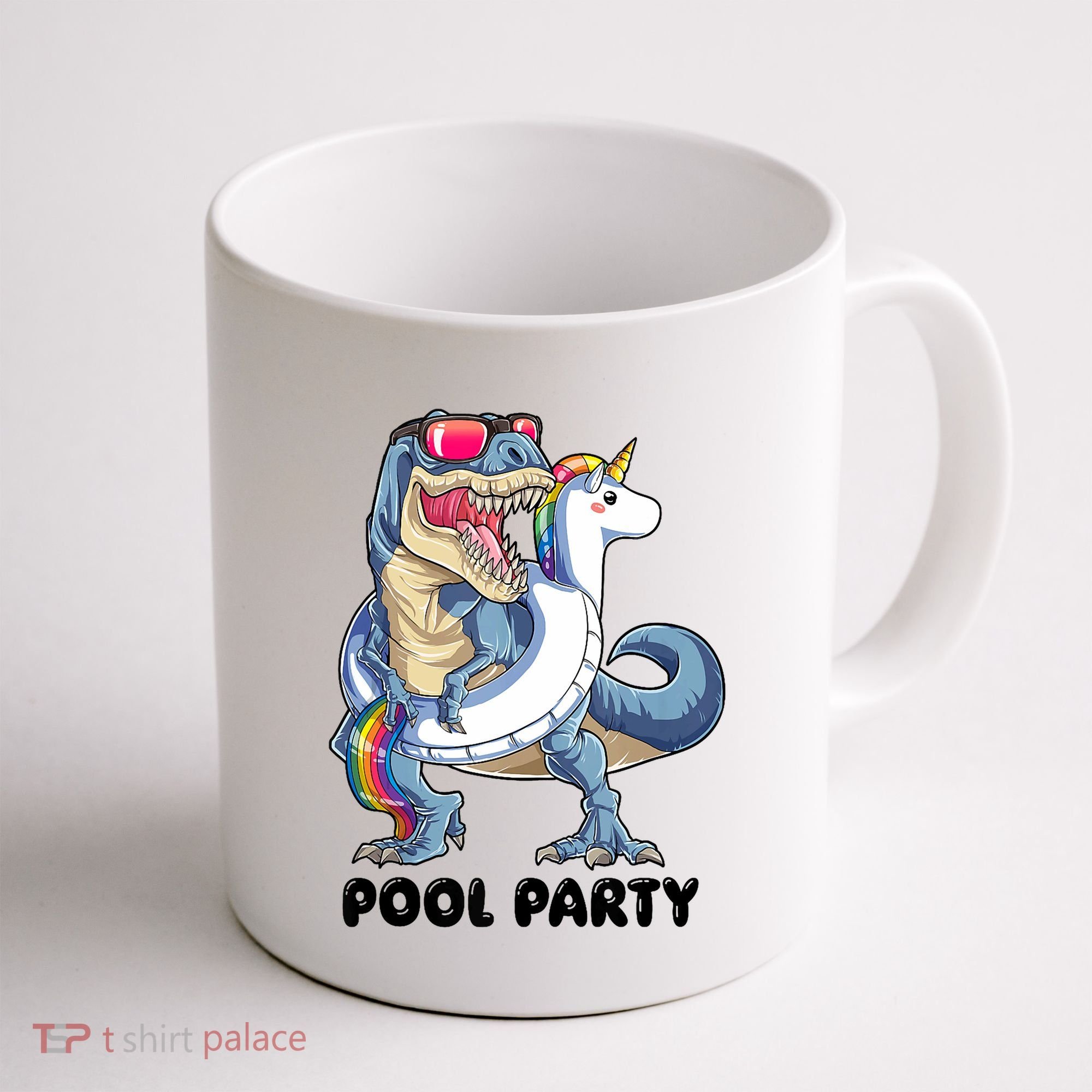 Pool Party Dinosaur Unicorn Funny T Rex Float Rainbow Cute Tank Top Coffee Mug