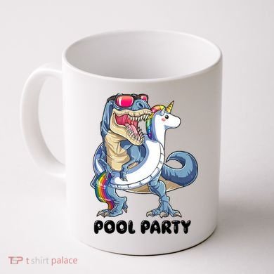 Pool Party Dinosaur Unicorn Funny T Rex Float Rainbow Cute Tank Top Coffee Mug