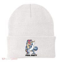 Pool Party Dinosaur Unicorn Funny T Rex Float Rainbow Cute Tank Top Beanie thumb 0