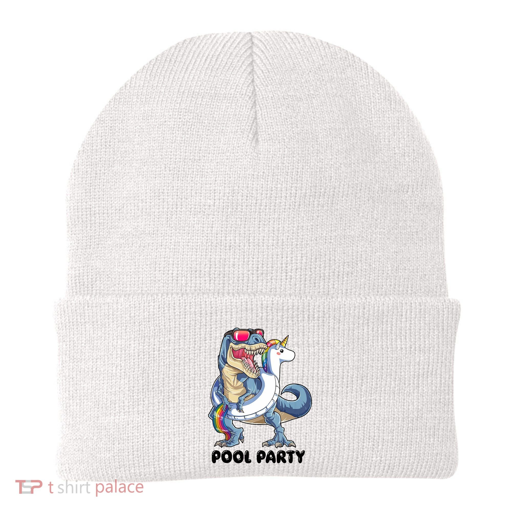 Pool Party Dinosaur Unicorn Funny T Rex Float Rainbow Cute Tank Top Beanie