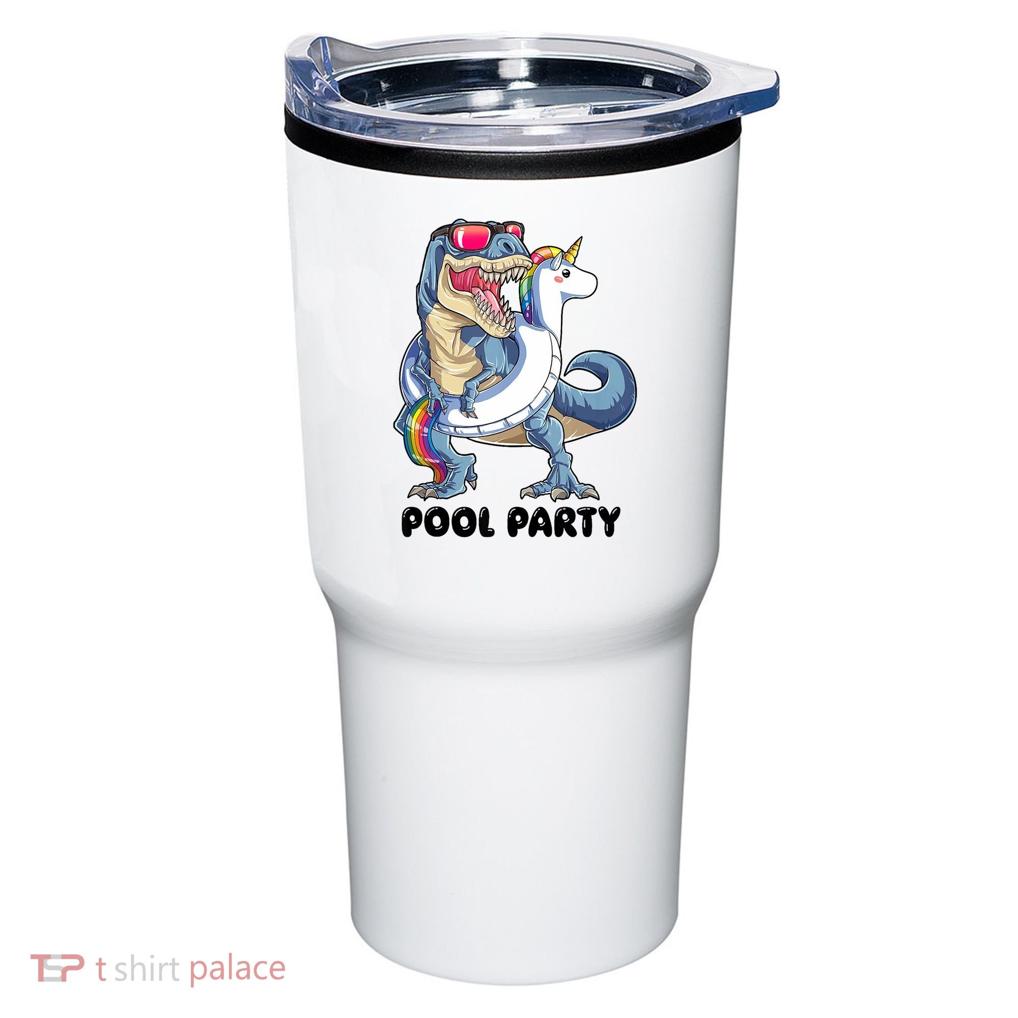 Pool Party Dinosaur Unicorn Funny T Rex Float Rainbow Cute Tank Top Tumbler