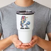 Pool Party Dinosaur Unicorn Funny T Rex Float Rainbow Cute Tank Top Tumbler thumb 2