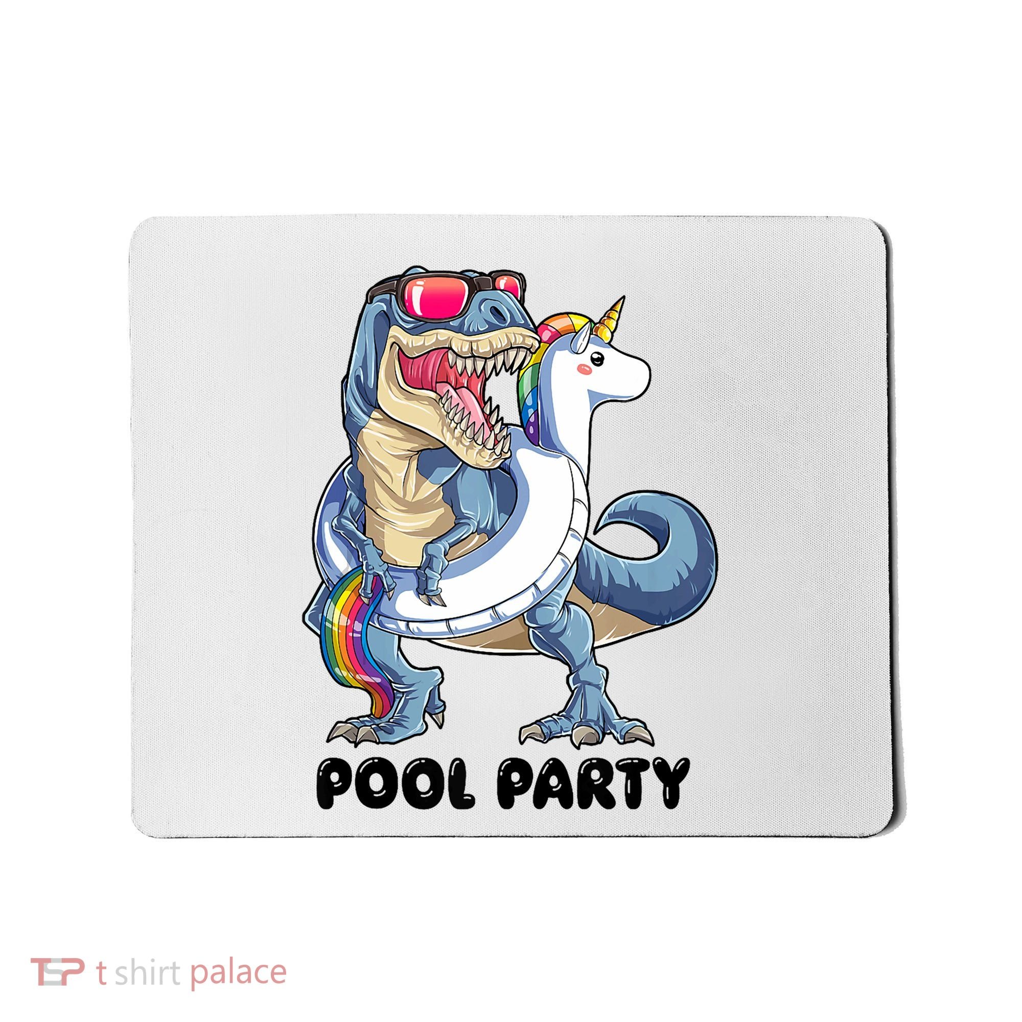 Pool Party Dinosaur Unicorn Funny T Rex Float Rainbow Cute Tank Top Mousepad
