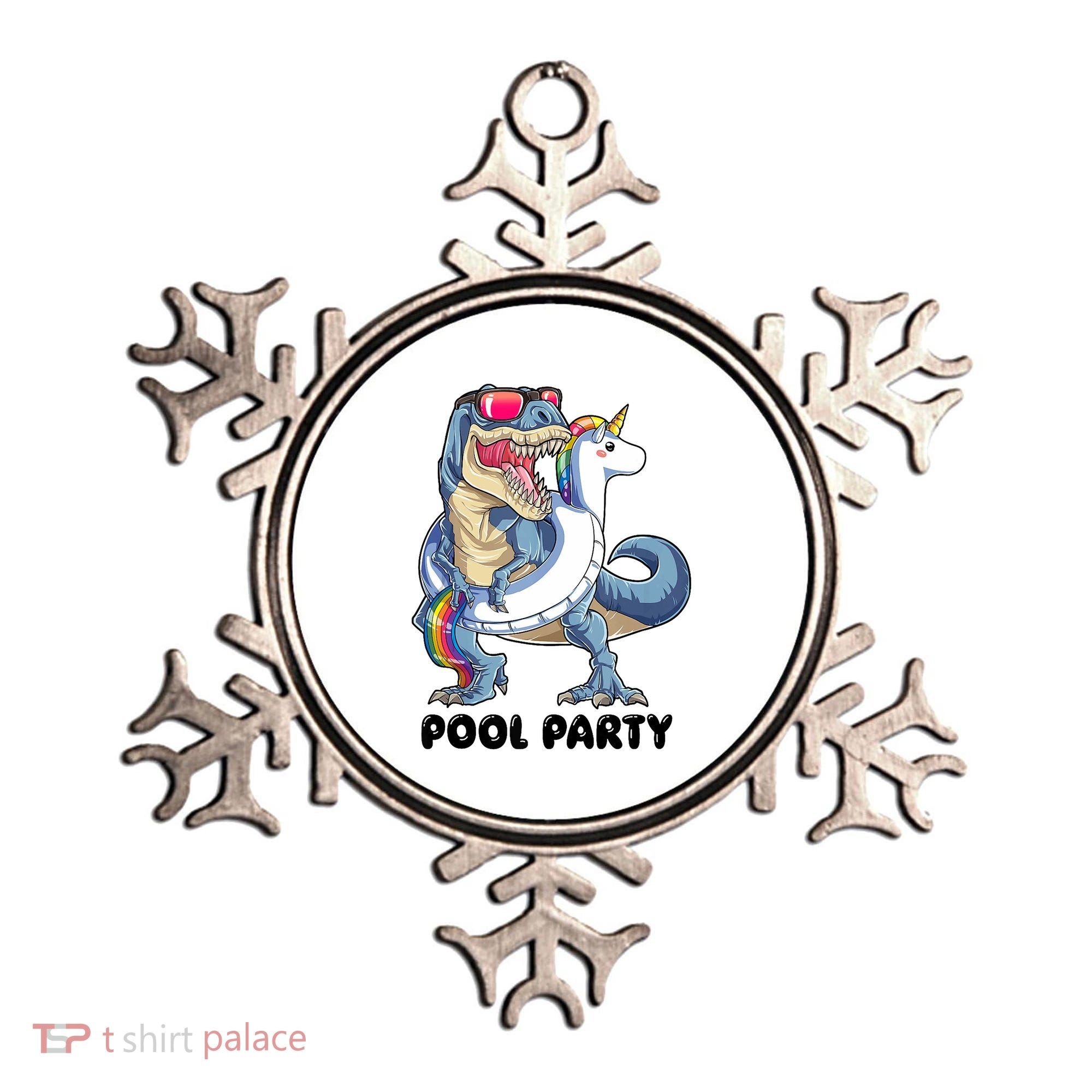 Pool Party Dinosaur Unicorn Funny T Rex Float Rainbow Cute Tank Top Ornament
