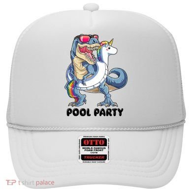 Pool Party Dinosaur Unicorn Funny T Rex Float Rainbow Cute Tank Top Hat