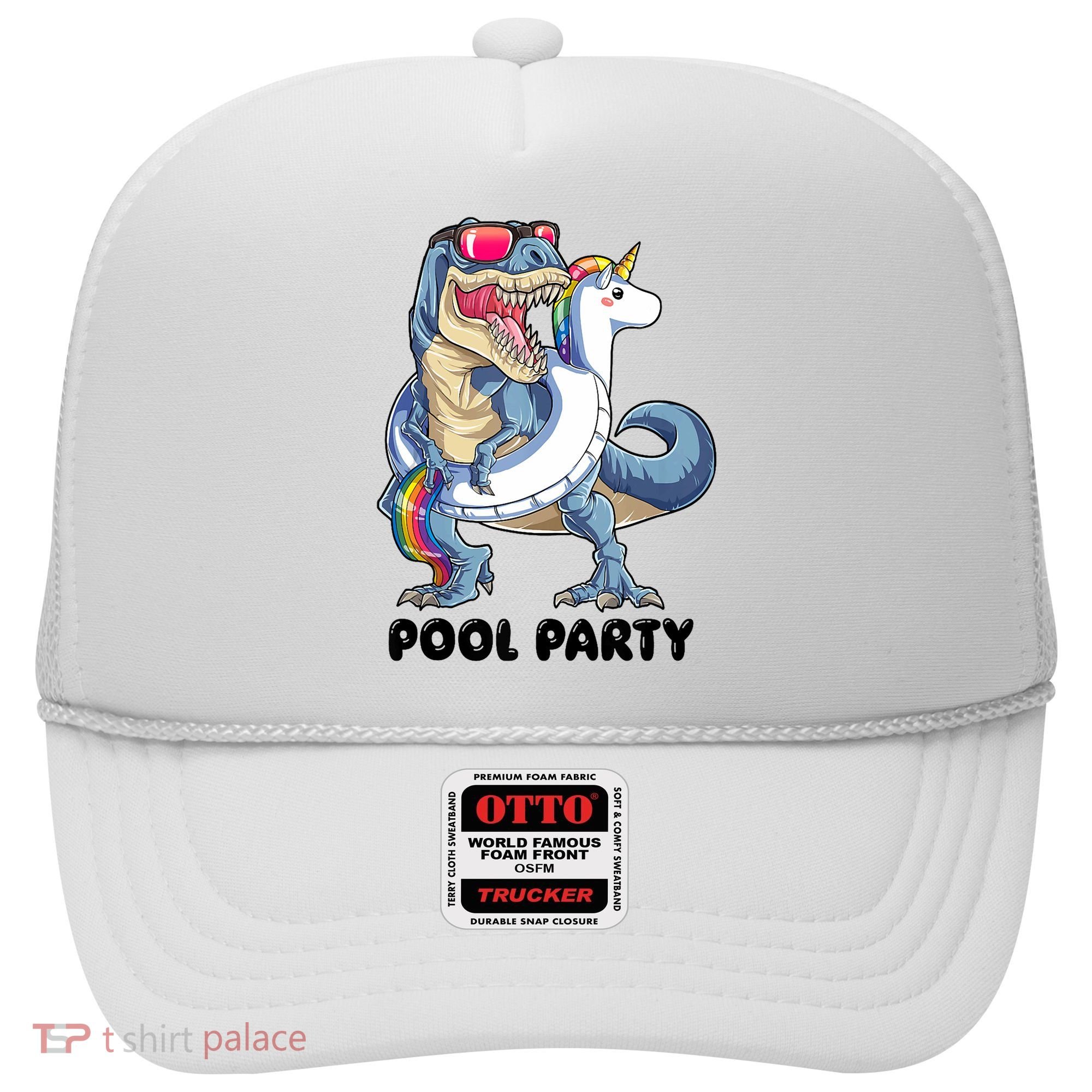 Pool Party Dinosaur Unicorn Funny T Rex Float Rainbow Cute Tank Top Hat