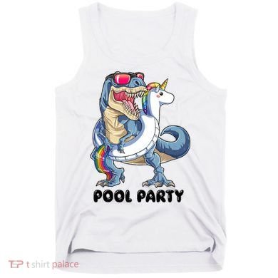 Pool Party Dinosaur Unicorn Funny T Rex Float Rainbow Cute Tank Top Tank Top
