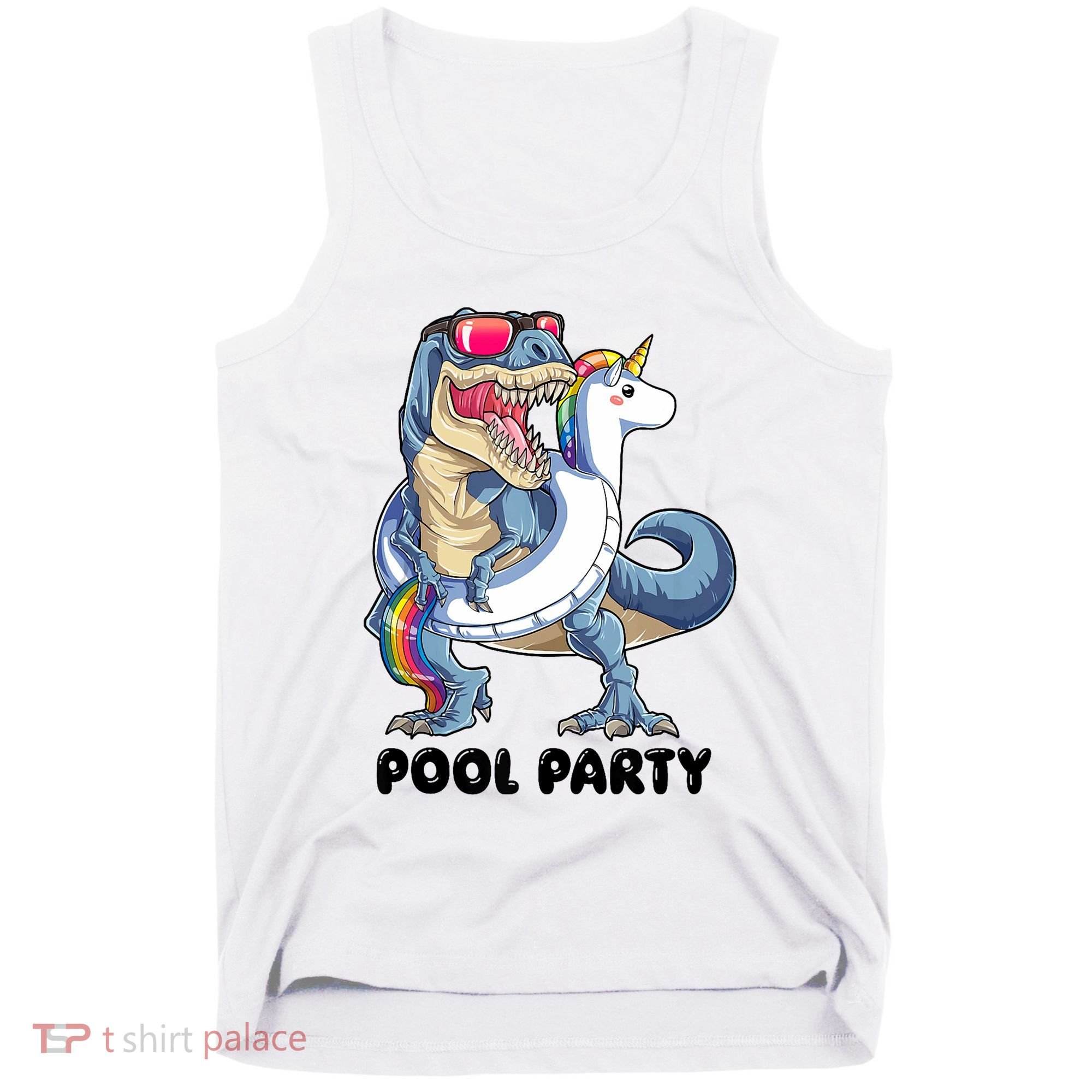 Pool Party Dinosaur Unicorn Funny T Rex Float Rainbow Cute Tank Top Tank Top