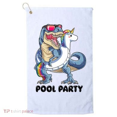 Pool Party Dinosaur Unicorn Funny T Rex Float Rainbow Cute Tank Top Golf Towel