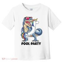 Pool Party Dinosaur Unicorn Funny T Rex Float Rainbow Cute Tank Top Toddler T-Shirt thumb 0