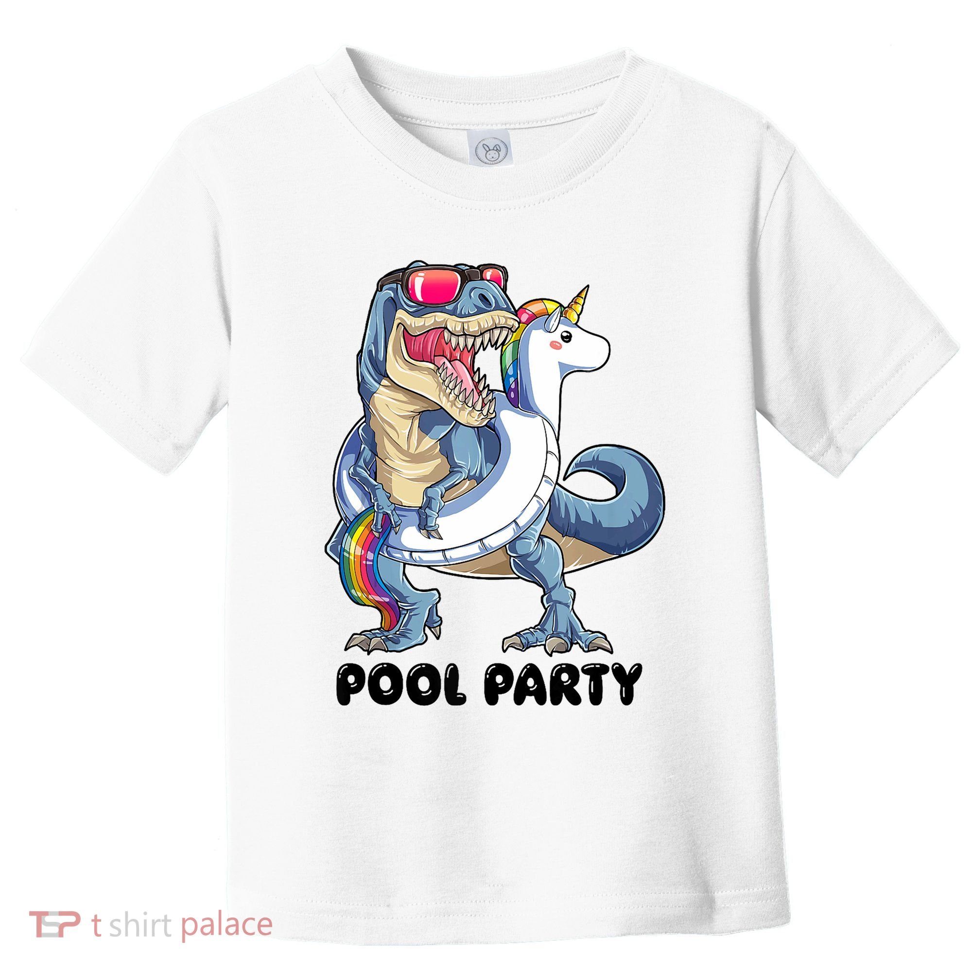 Pool Party Dinosaur Unicorn Funny T Rex Float Rainbow Cute Tank Top Toddler T-Shirt
