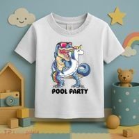 Pool Party Dinosaur Unicorn Funny T Rex Float Rainbow Cute Tank Top Toddler T-Shirt thumb 3