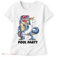 Pool Party Dinosaur Unicorn Funny T Rex Float Rainbow Cute Tank Top Women's T-Shirt thumb 0