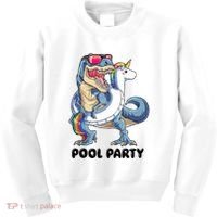 Pool Party Dinosaur Unicorn Funny T Rex Float Rainbow Cute Tank Top Kids Sweatshirt thumb 0