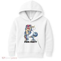 Pool Party Dinosaur Unicorn Funny T Rex Float Rainbow Cute Tank Top Kids Hoodie thumb 0