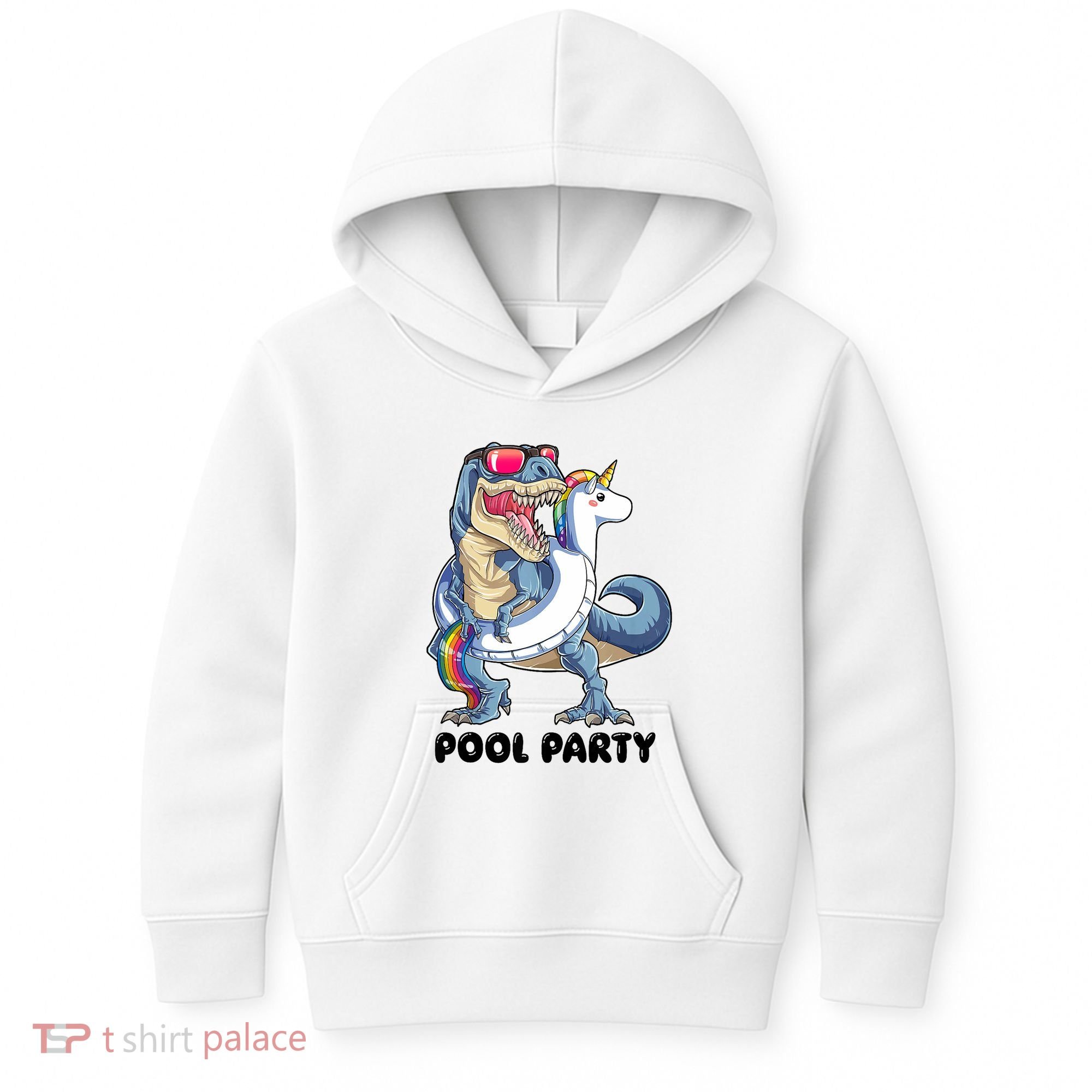 Pool Party Dinosaur Unicorn Funny T Rex Float Rainbow Cute Tank Top Kids Hoodie