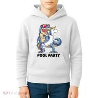 Pool Party Dinosaur Unicorn Funny T Rex Float Rainbow Cute Tank Top Kids Hoodie thumb 4