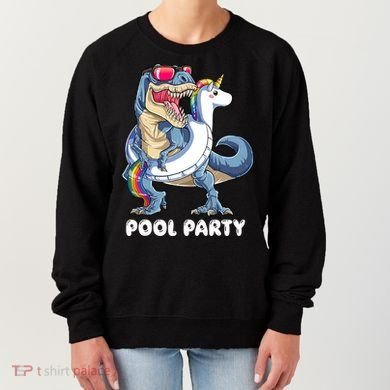 Pool Party Dinosaur Unicorn T Rex Float Rainbow Gift Women's Sweatshirt