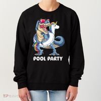 Pool Party Dinosaur Unicorn T Rex Float Rainbow Gift Women's Sweatshirt thumb 0