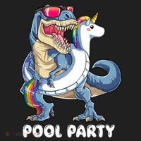 Pool Party Dinosaur Unicorn T Rex Float Rainbow Gift Women's Sweatshirt thumb 2
