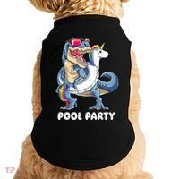 Pool Party Dinosaur Unicorn T Rex Float Rainbow Gift Doggie Tank thumb 0