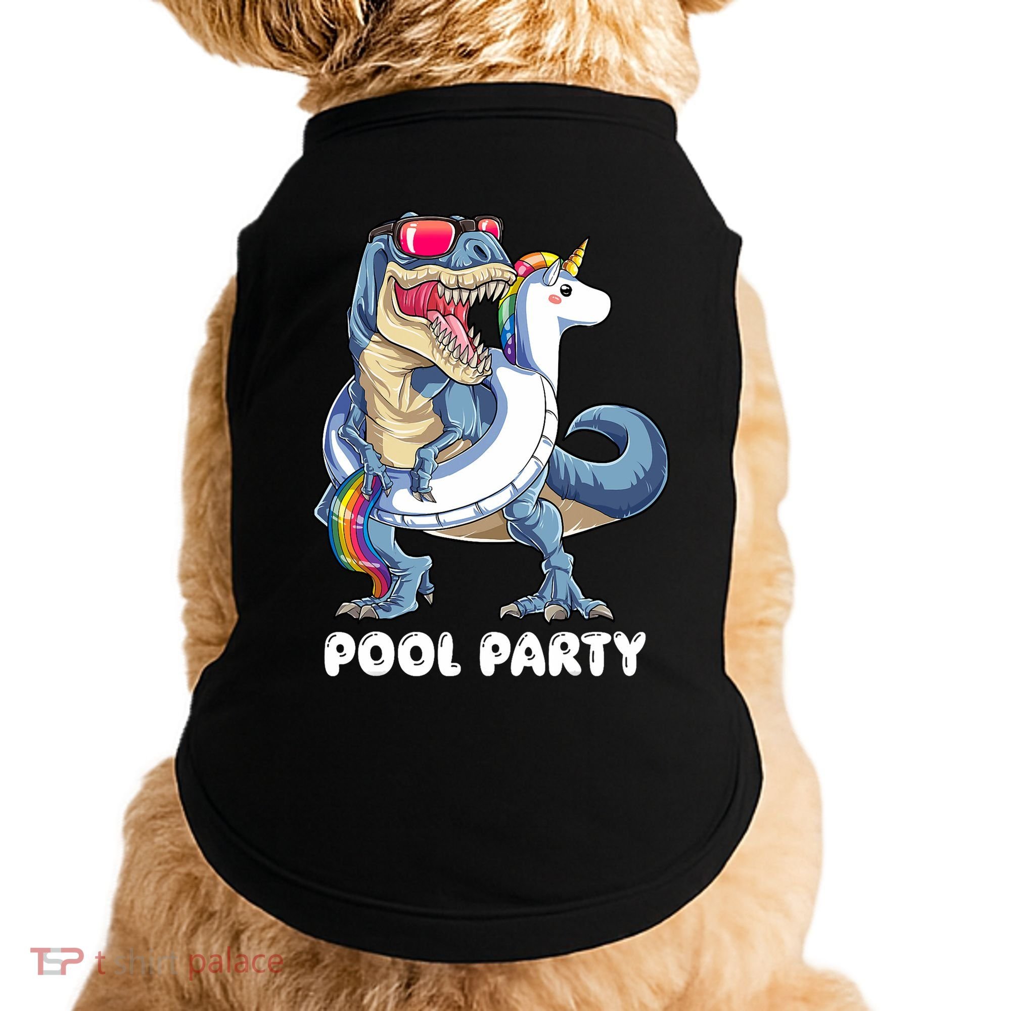 Pool Party Dinosaur Unicorn T Rex Float Rainbow Gift Doggie Tank