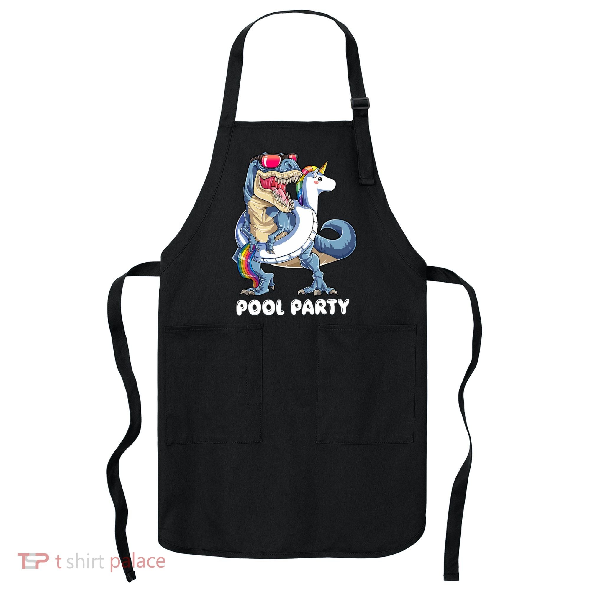 Pool Party Dinosaur Unicorn T Rex Float Rainbow Gift Apron