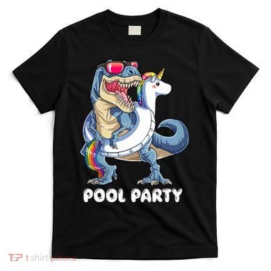 Pool Party Dinosaur Unicorn T Rex Float Rainbow Gift T-Shirt