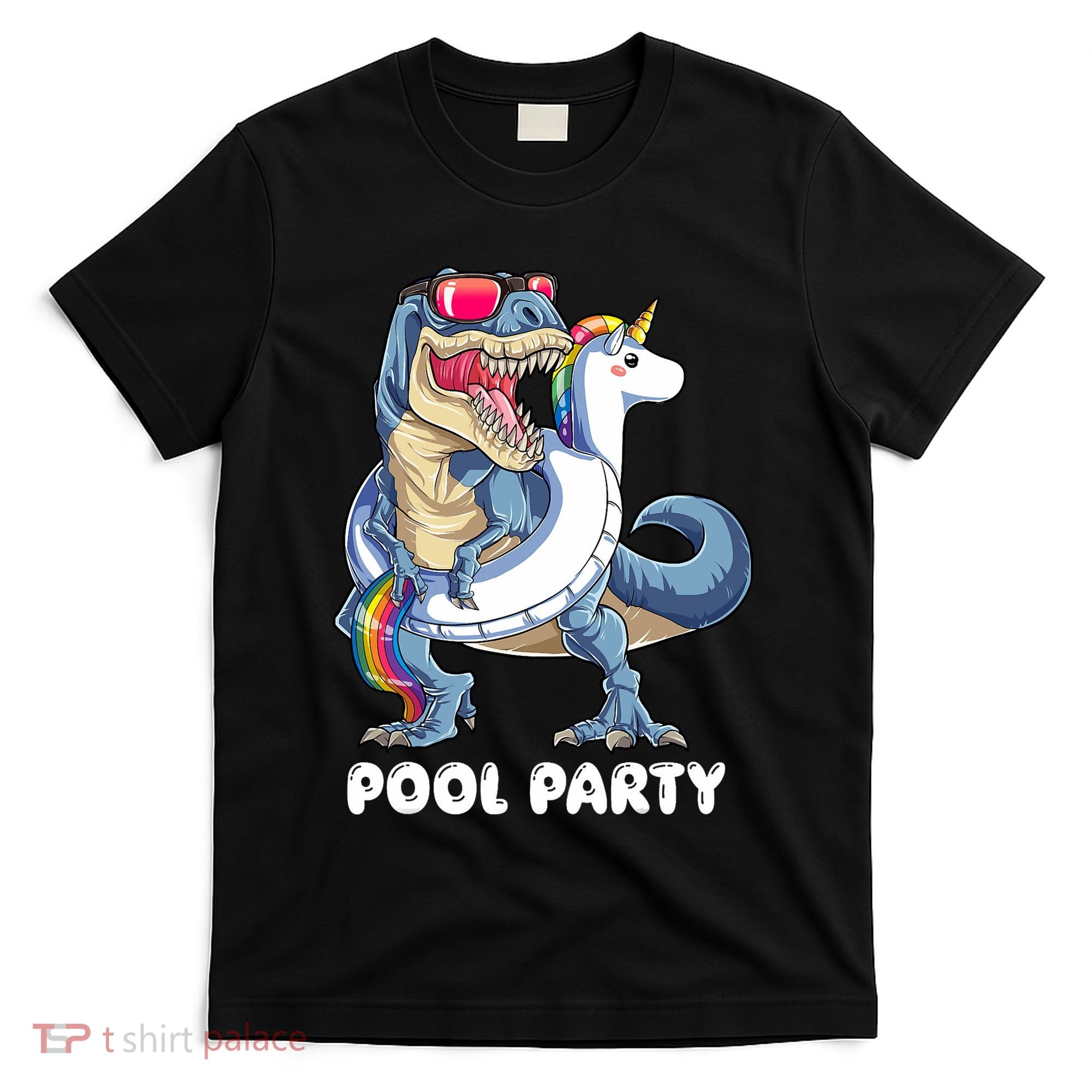 Pool Party Dinosaur Unicorn T Rex Float Rainbow Gift T-Shirt
