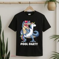 Pool Party Dinosaur Unicorn T Rex Float Rainbow Gift T-Shirt thumb 2