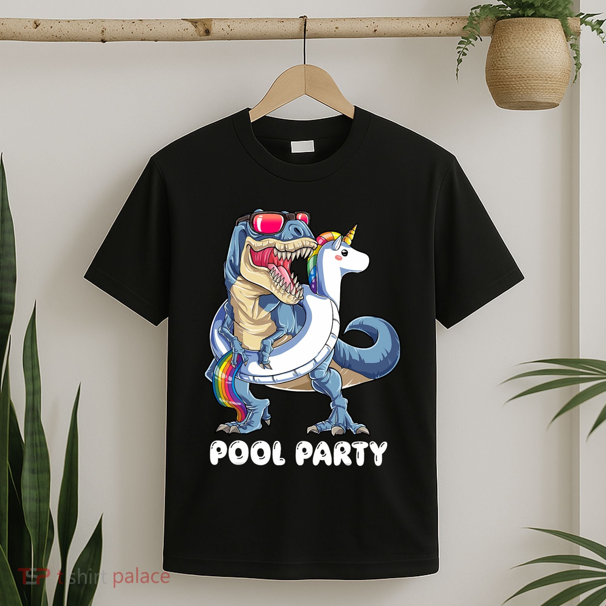 Pool Party Dinosaur Unicorn T Rex Float Rainbow Gift T-Shirt